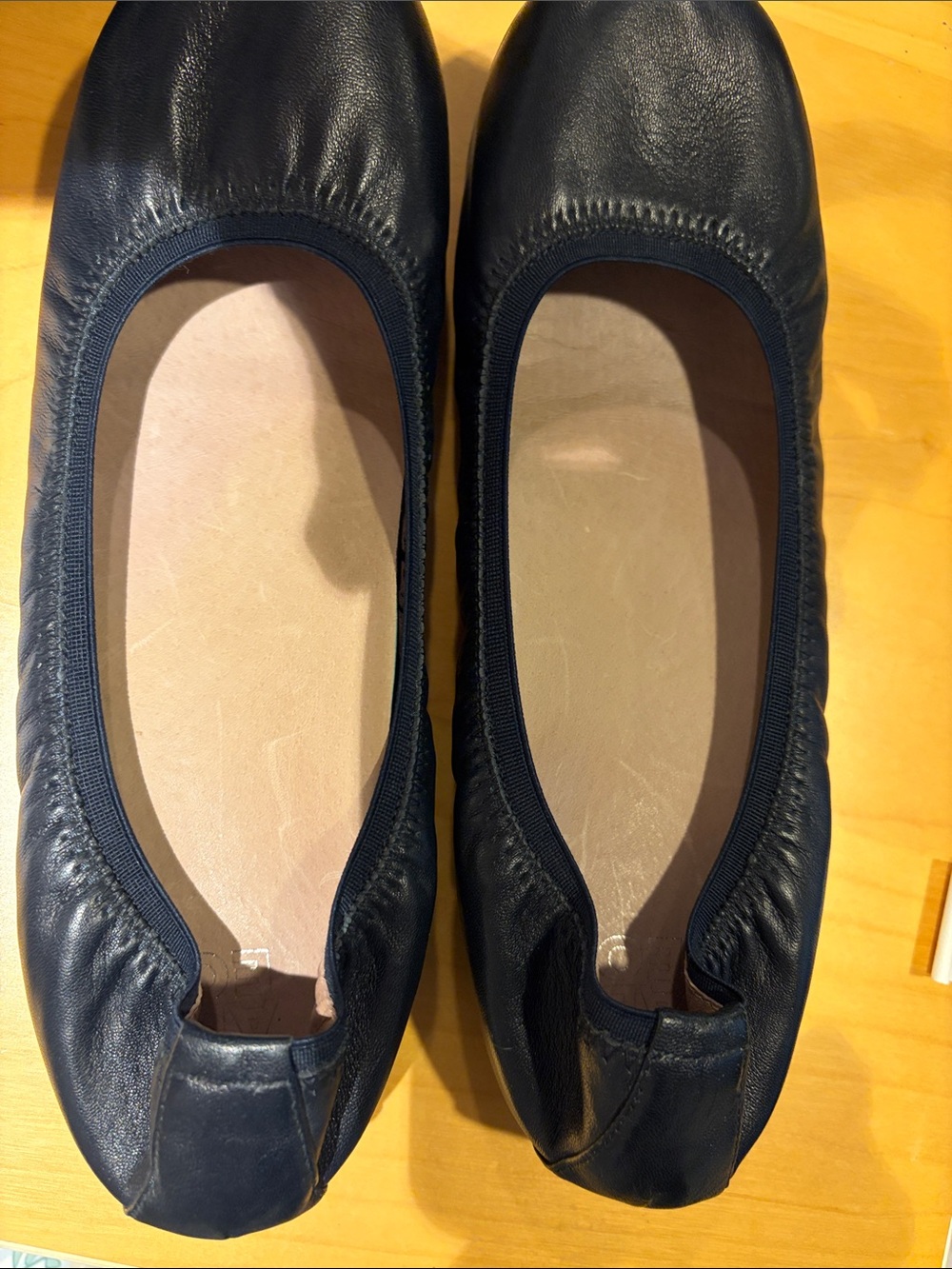 Abeo Navy Leather Ballet Flats